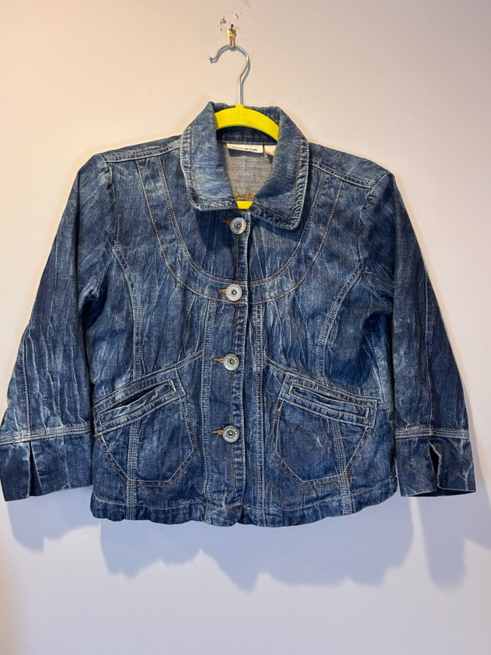 DKNY Jeans Jacket Womens‎ Medium Blue Denim Button Front Pockets Y2K Cotton 90s